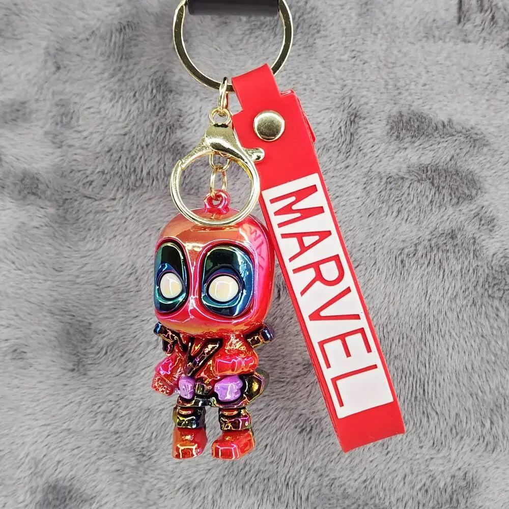 NEW Deadpool Marvel Figure Keychain & Strap - Metallic Shiny Avengers Superhero